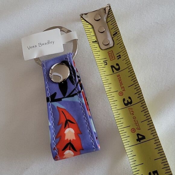 NEW VERA BRADLEY Mural Garden purple red loop snap key ring Keychain NWT - Picture 4 of 4